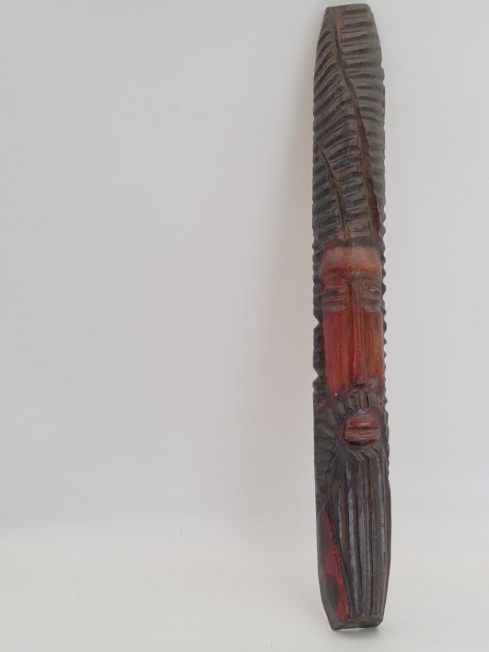 Vintage Hand Carved Jamaican Long Face Wood Wall Mask